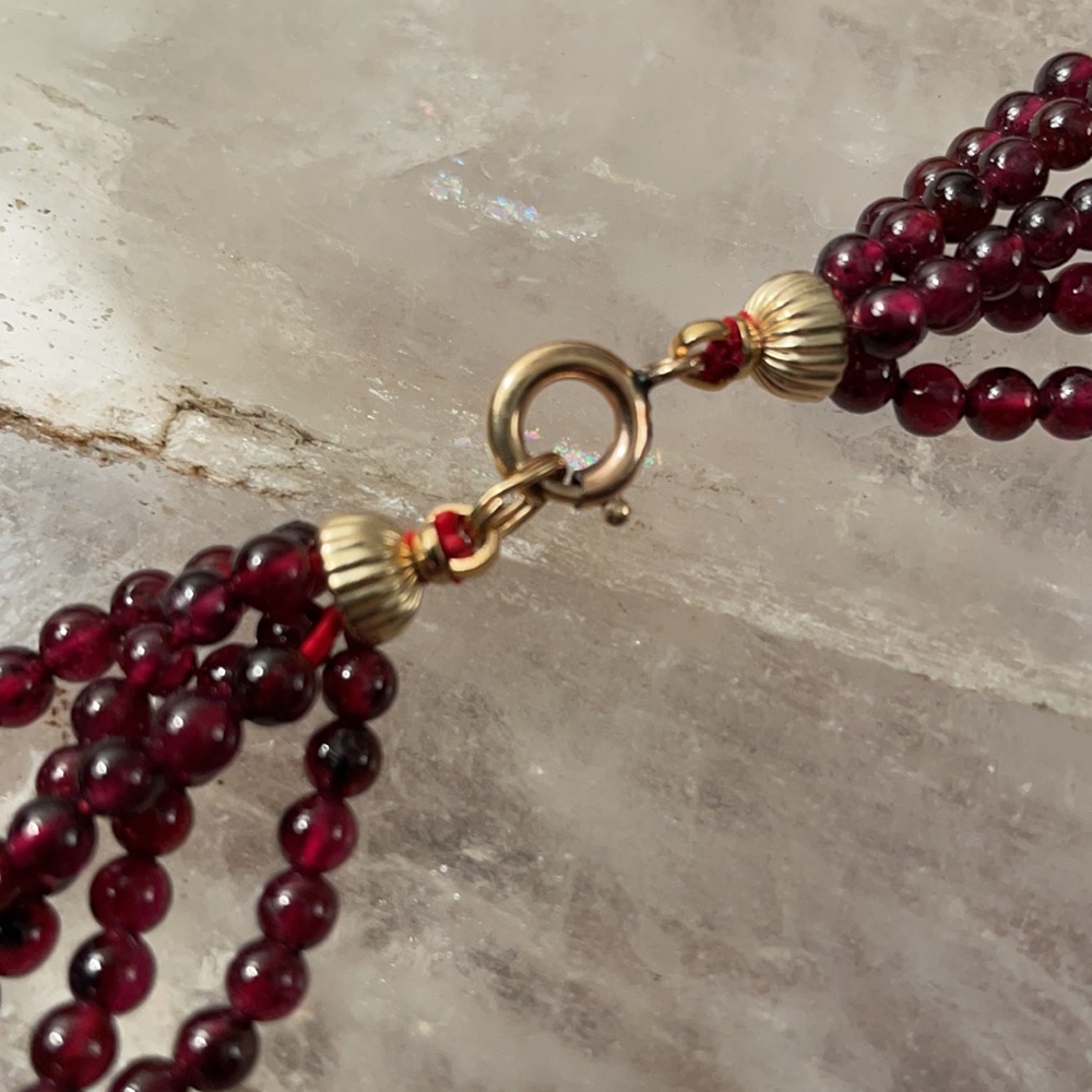 Garnet bead necklace, - Picture 2 of 4